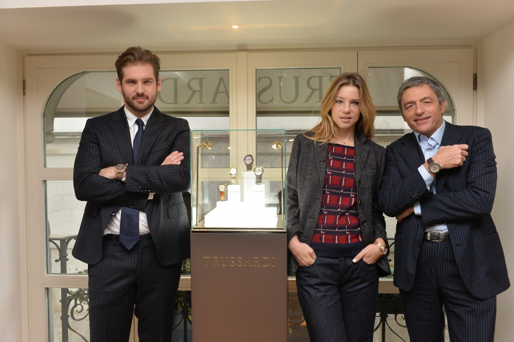 Tommaso Trussardi, la sorella Gaja direttore creativo dell'azienda e Massimo Carraro di Morellato Group