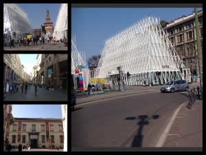 L'Expo Gate milanese e a lato il Castello, Corso Vittorio Emanuale e l'Ambrosiana