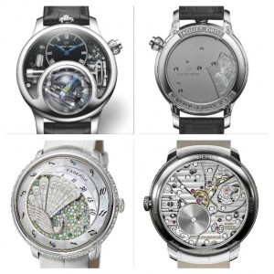 Fronte e retro del Charming Bird di Jaquet Droz e del Fabergé Peacock