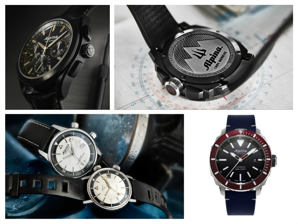 Alpina cronografo Black big date, il fondello, l0automatico sub a 300 m. e la collezione Heritage