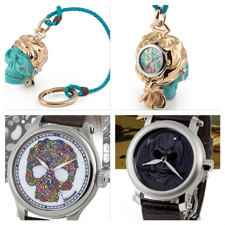Il teschioo pocket watch e due modeli da polso di Zannetti